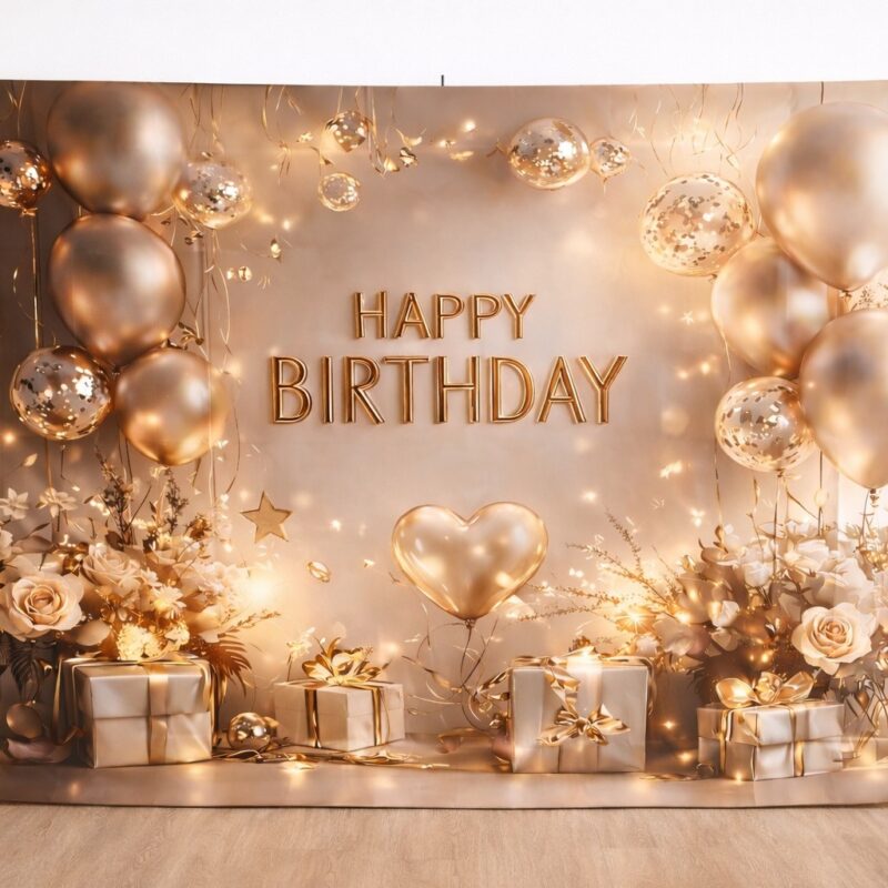 ścianka do zdjęć złota Poznań – elegancka ścianka urodzinowa na wynajem